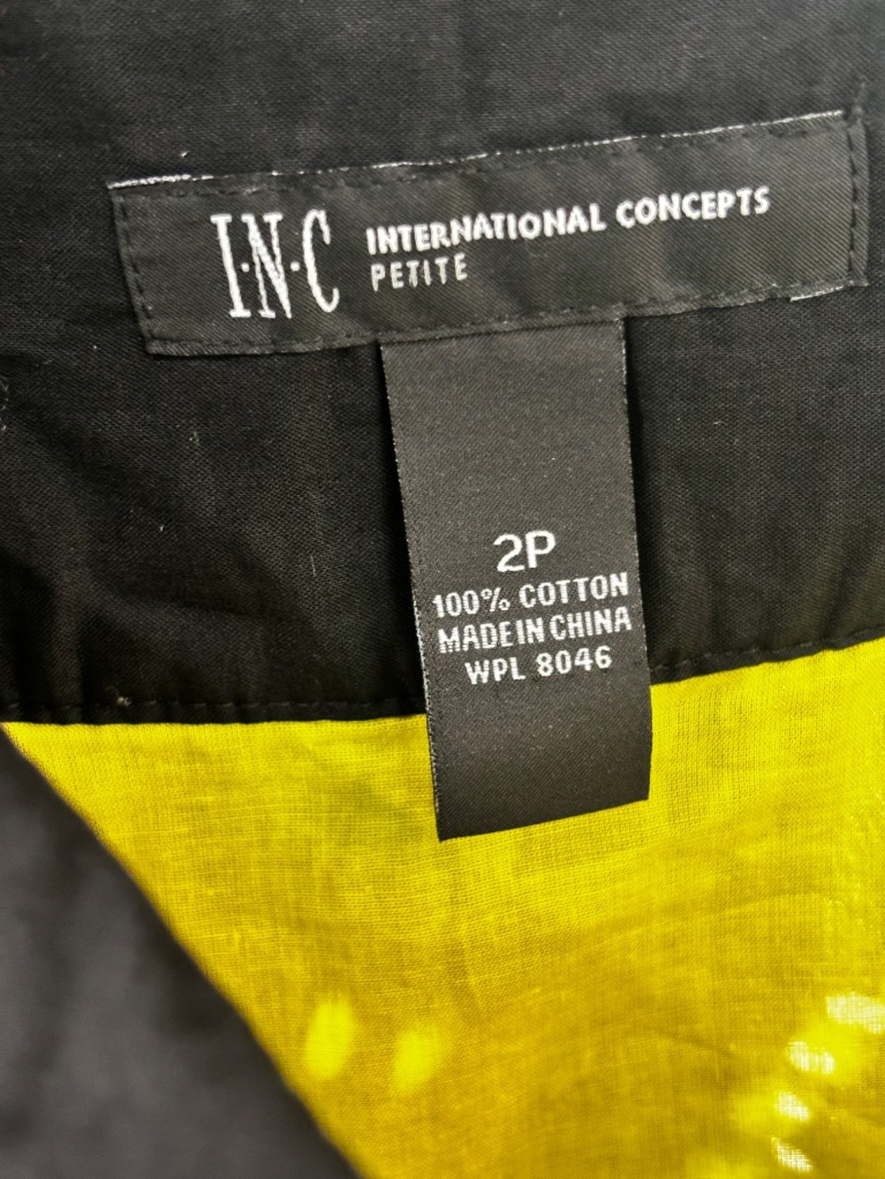 INC International Concepts Eyelet Skirt - Black with Citron Underlay Size 2P - Picture 8 of 9